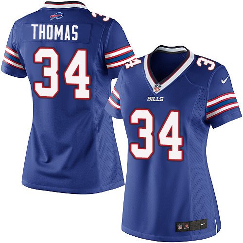 Women's Elite Thurman Thomas Nike Jersey Royal Blue Home - #34 NFL Buffalo Bills